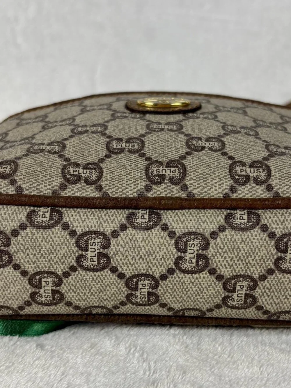 Gucci Plus GG Supreme Mini Crossbody in Monogram Coated Canvas and Leather Trim